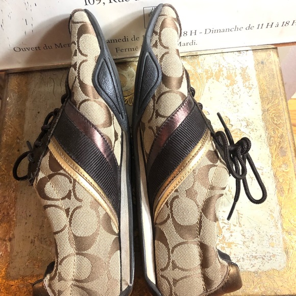 SZ 8 M-COACH BROWN/TAN LOGO SNEAKERS “JAYME” - Picture 5 of 13